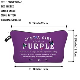 Livel Lhood Just Love - Bolsa de maquillaje morada con mariposas moradas y pequeñas con cierre, bolsa de cosméticos morada, regalo para amantes morados, mujeres y amigos, hzt0594
