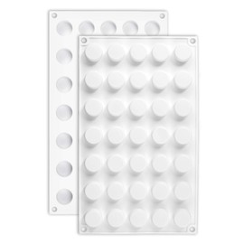 Palksky (2 Pack) 35 Cavity Cylinder Candy Mold/Mini Round Column Silicone Mold for Gummy Chocolate Truffles Ganache Jelly Pralines Caramels