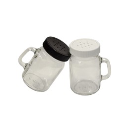 North Mountain Supply North Mountain Supply 4 Ounce Glass Mini Mug Mason Jars with Handles - Salt and Pepper Shaker Set - 12 Holed Dispensing Lid