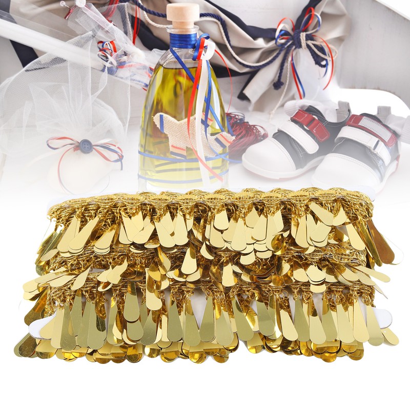 Waist Chain Gold Metal Applique Glitter Elastic Sequin Water Drop