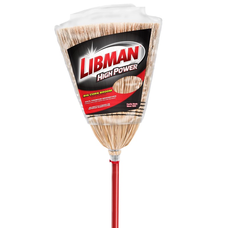 Libman 502 Big Corn Broom with 100% Broomcorn Fiber, 12"