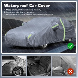 Waterproof Car Cover for Hyundai Elantra (2011-2025), All Weather Custom-fit Car Cover with Zipper Door & Windproof Bands for Sun UV Rain Dust Snow Wind Protection Scratch Resistant