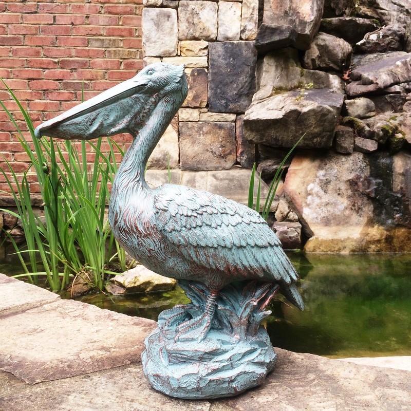 homestyles Classic Beautiful Large Bronze Patina Pelican Shorebird Garden Pond