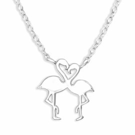 Monkimau Women's Necklace with Flamingo Pendant Made of 925 Sterling Silver Necklace Silver Women Charm Chain Jewellery Gifts for Children Girls Women, Stainless Steel