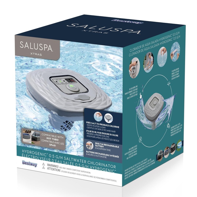 SaluSpa Hydrogenic 0.5 G/H Saltwater Chlorinator | Floating Rechargeable Saltwater