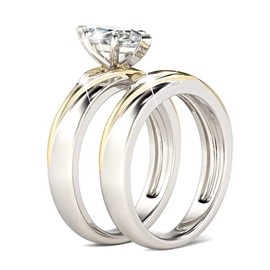 Jeulia Wedding Rings Engagement Rings for Women Anniversary Promise Ring Bridal Sets 925 Sterling Silver with 1.6 ct Primary Stone+ 0.32 ct Side Stone (Yelllow Gold, O-½)