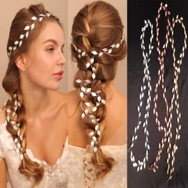 Deniferymakeup Bride Headband Leaf Hair Vine Bridal Hair Pieces Wedding Hair Accessories Party Hair Pieces for Women and Girls (Gold)