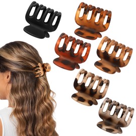 USDNICE Small Matte Hair Claw Clips for Thin Hair, 6 Pack, Tortoiseshell