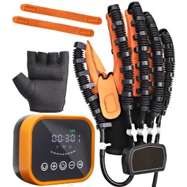 Rehabilitation Robot Gloves Upgrade Hemiplegia Hand Stroke Recovery Equipment with USB Chargeable and Strength Adjustment Stroke Recovery Equipment for Hand Orange (Right Hand M)