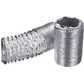 GROZY 5 Inch 125mm Air Ducting Hose Flexible Double Aluminium Foil Ventilation Tube Compatible with Ducted Exhaust Fan Ventilator 5m Duct for HVAC, Kitchen, Bathroom, Greenhouse, Grow Tent