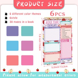 Glenmal 6 Pack Fruit Students Notepad to Do List Notepad Christmas Strawberry Orange Lemon Grape Daily Planner Notebook Notepad Office Supplies for Adults Women Kids Classroom School Gifts