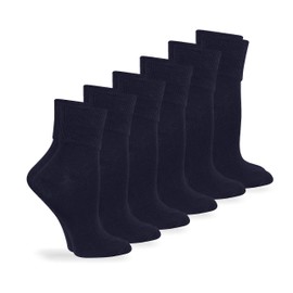 Jefferies Socks Womens Smooth Seamless Turn Cuff Dress Work Casual Socks 6 Pair Pack (Sock Size 9-11 - Shoe Size 6-9, Navy)