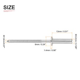 DTGN 4mm x 7mm (DxL) Blind Rivets - 100Pack - Good for Machinery Joining - 304 Stainless Steel Dome Closed End Rivet