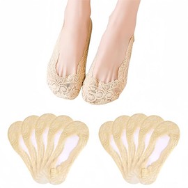 FENGSHENG-SHOP Women No Show Socks - 10 Pairs Non Slip Lace Invisible Socks, Lace Socks Women Shoe Liners Ladies Ultra Low Cut Liner Socks Lace Boat Socks for Sneakers High-heel Shoes