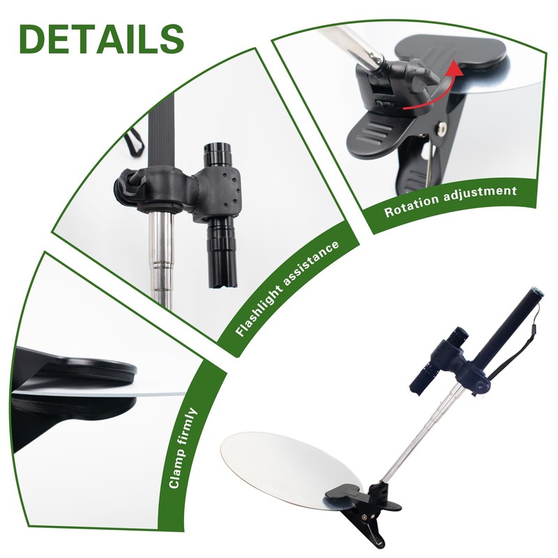 2PCS Under Vehicle Inspection Mirror Security Mirror with Light and