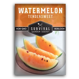 Survival Garden Seeds -Tendersweet Orange Watermelon Seed for Planting - Packet with Instructions to Plant and Grow Delicious Watermelons in Your Home Vegetable Garden - Non-GMO Heirloom Variety