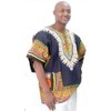 Traditional Print Unisex Dashiki, Black