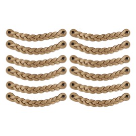 Brute Strength - Leather Handles for Furniture - Braided - Natural - Pack of 12 - 20 x 2.5 cm - Cabinet Handle, Door Handle for Kitchen, Bathroom, Cabinets, Dresser, Wood