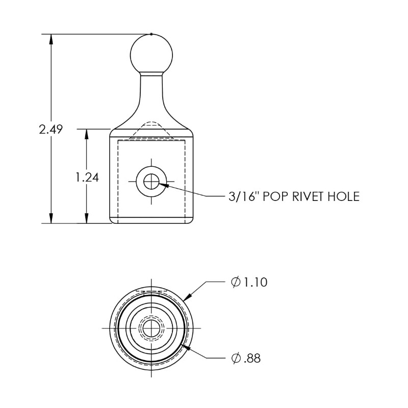 Taco Marine Bimini Ball & Socket Top Fittings (F11-0177S -