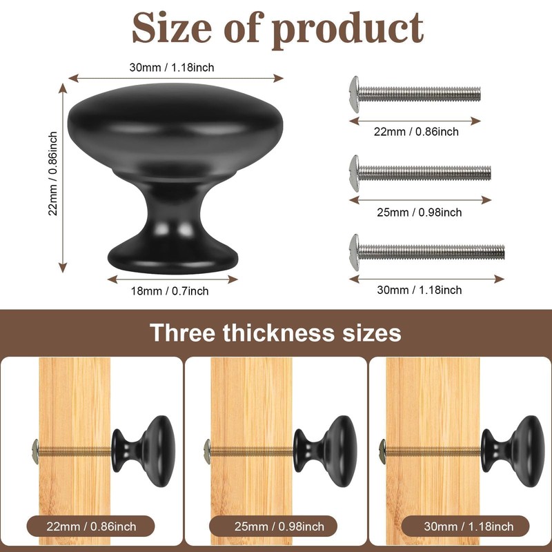 ShipeeKin 20x Cabinet Knobs Black Door Knob Matt Black Dresser
