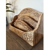 Purity Style Rustic Carved Wooden Letter Rack/Desk Tidy - Three