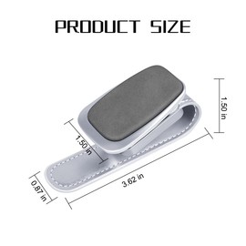HZEL Car Sunglass Holder, Magnetic Leather Vehicle Sun Visor Glasses Hanger Clip, Automotive Interior Eyeglass Ticket Card Protective Mount Accessories, Universal for SUV, Sedan, Truck (Gray)
