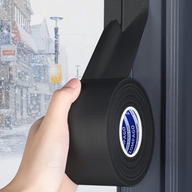 ZOMPAGO Strong Adhesive Cloth Weather Stripping Tape for Sliding Windows and Door Frames - Seal Strip for Soundproofing,Dustproof, Waterproof,and Windproof-Durable and Wear Resistant,1.8inx33FT,Black
