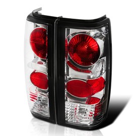 Spec-D Tuning Chrome Housing Clear Lens Tail Lights Compatible with 1982-1993 Chevy S10, 1983-1994 Chevy S10 Blazer, 1983-1990 GMC S15, 1991-1993 GMC Sonoma, Left + Right Pair Assembly