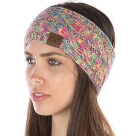 Funky Junque Women's Headwrap Warm Knit Winter Ear Warmer Headband- 4-Tone Rainbow #11