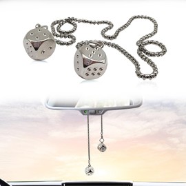 Creative Metal Dice Car Rear View Mirror Pendant, Automotive Mirror Hanging Pendant Car Accessories for Car Interior Ornament Decoration