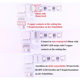LitaElek 10pcs L-Shape RGBW LED Strip Corner Connector 5-Pin LED Strip Angle LED Strip Connector LED Quick Connector LED Strip Connector for 10 mm Wide SMD 5050 RGBW LED Strip