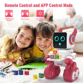 zechuan Robot Toy for Kids, Remote and App Control Intelligent Programming RC Robot, Suitable for Kids and Over to Music, Dancing, Talk, Play with Kids as a Gift for Gril and Boy(Pink)
