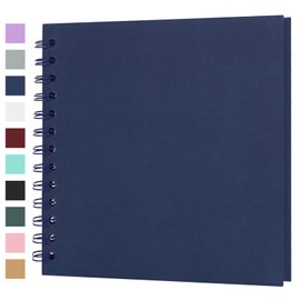 Scrapbook Album 7x7 Inches 40 Pages Hardcover Kraft Paper Photo Album Scrap Book Memory Book Blank DIY Scrapbook Albums for Boyfriend Wedding Baby Travel Anniversary Family, Blue