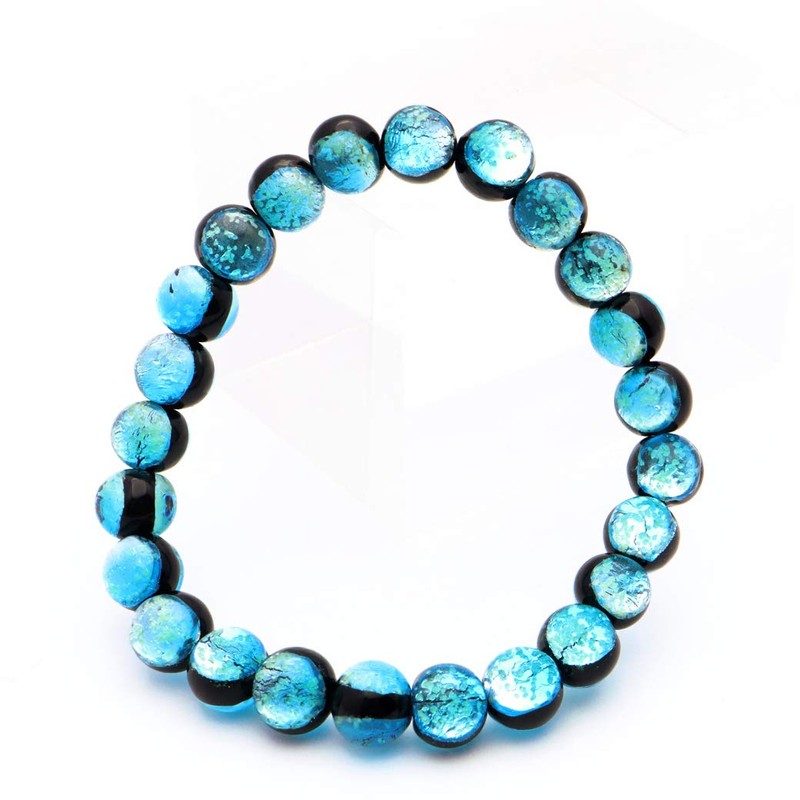 Gold Stone Luminous Hateruma Blue Firefly Glass Bracelet 0.3 inch