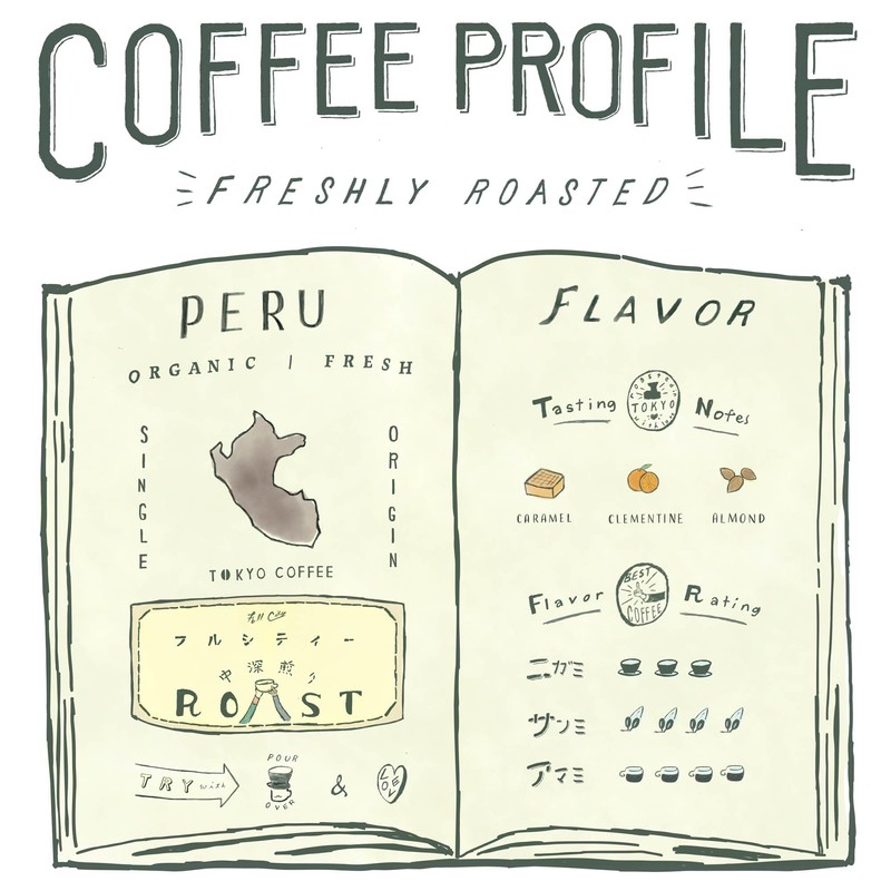 TOKYO COFFEE Peruvian Coffee Beans Organic Medium Roasted, Organic Coffee