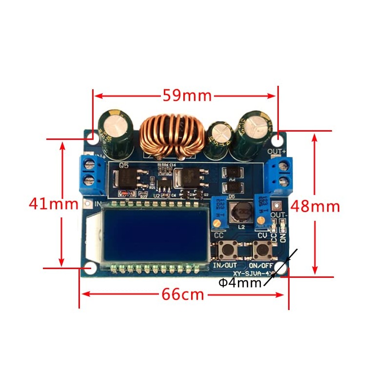 TECNOIOT 2pcs 35W DC 5.5-30V to 0.5-30V LCD Display Step