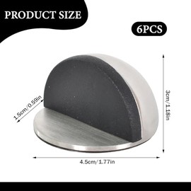 6 Pack Topes Magnéticos para Puertas - Topes de Suelo de Acero Inoxidable Cepillado con Amortiguador de Goma, para Fondo de Puerta (Color Plateado)