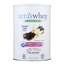 simply tera's Simply tera's Pure Whey Protein Powder - Vanilla Protein Powder, Grass Fed Whey Protein Powder, Clean Protein Powder Without Artificial Sweeteners, Non-GMO, Kosher, rBGH-Free, Soy-Free - 24 Oz