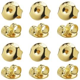 12PCS 925 Silver Earring Backs Replacements, 18K Gold Plated Hypoallergenic Earring Backs for Studs, Secure Ear Locking for Stud Earrings Ear Nut for Posts2