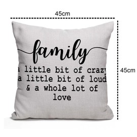 Tomda Family a Little Bit of Crazy a Little Bit of Loud and a Whole lot of Love Rustic Decoration Farmhouse Décor Cotton Linen Home Decorative Cushion Cover Throw Pillow Case for Sofa Couch 45x45cm