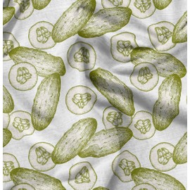 Soimoi White Cotton Canvas Fabric Cucumber Vegetable Print Sewing Fabric metre 42 Inch Wide