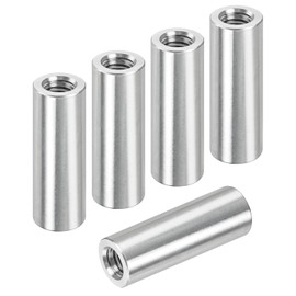 Jeboler M10 x 50 mm Round Threaded Sleeves, Pack of 5 Round Sockets, 304 Stainless Steel Round Connecting Nuts, Long Nut, V2A Internal Thread Spacer Sleeves, Coupling Nut, Rod Nut, Length Nuts