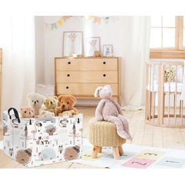 TIBAOLOVER Rectangular Kids Storage Basket Baby Storage Basket Cute Kids Toy Storage Bin Organizer Shelf Book Room Decor(Winter Animal)