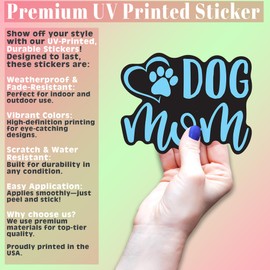 Dog Mom Paw Heart Vinyl Decal Sticker | Cars Trucks Vans SUVs Walls Cups Laptops | 5 Inch (Light Blue)
