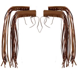 vogueteen Motorcycle Leather Brake Clutch Lever Fringe Long Tassels Grip Handlebar Grip Covers Fringe Streamers Tassel (AB)