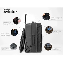 Taskin Aviator | Upright 2 Wheel Expandable Carry on Luggage | Carry On 22-Inch | Detachable Device Sleeve | Airline Approved Dimensions
