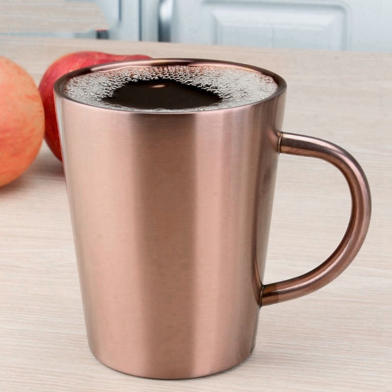 350ml Double Layer Stainless Steel Drinking Cup with Handle for