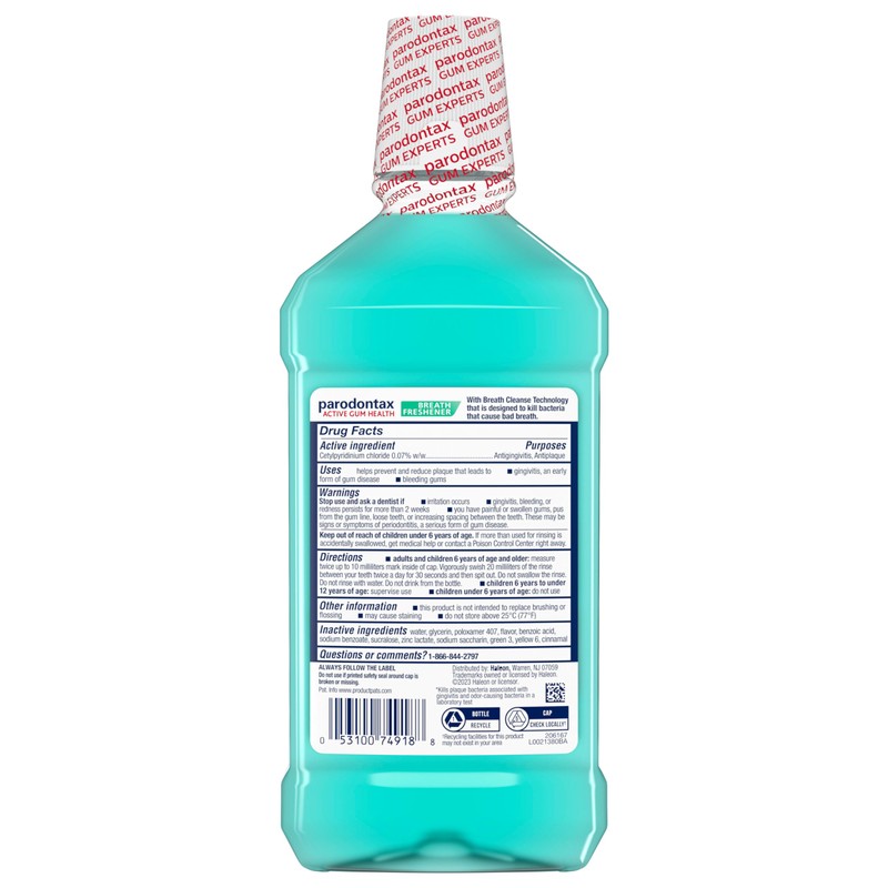 Parodontax Active Gum Health Breath Freshener Mouthwash, 3 x 16.9