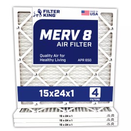 Filter King 15x24x1 Air Filter 4-PACK MERV 8 Actual Size 15 x 24 x .75"