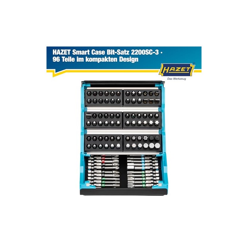 HAZET Smartcase Bit Set, 2200SC-3, 96 Pieces, Drive: Hexagonal 6.3